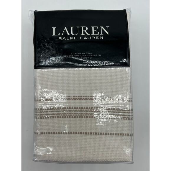 Ralph Lauren Home Mason Frame European Woven Euro Pillow Sham Cream Cotton - Picture 3 of 10